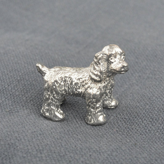Spaniel Figurine, Miniature Spaniel, Handcast, in Fine Pewter, by William Sturt