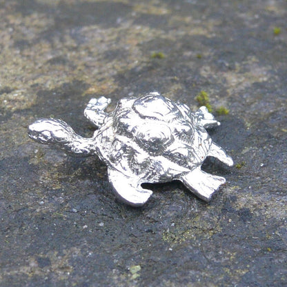 Snapper Tortoise Figurine, Tortoise Miniature, Handcast, in Fine Pewter, by William Sturt