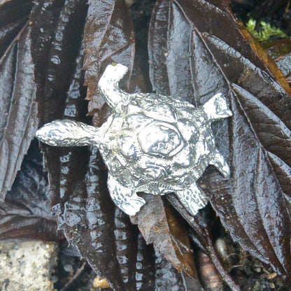 Snapper Tortoise Figurine, Tortoise Miniature, Handcast, in Fine Pewter, by William Sturt