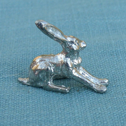 Cute Hare, Good Luck,  Handmade, in Fine Pewter, by William Sturt