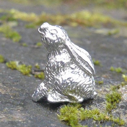 Tiny Hare Figurine, Hare Tin Wedding Gift, Handmade, In Fine Pewter, by William Sturt