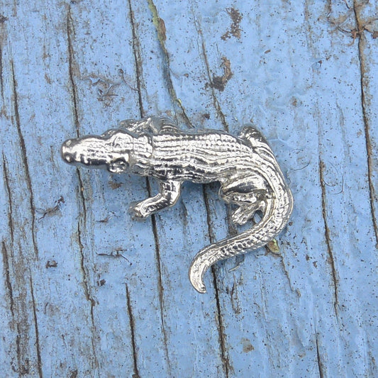 Crocodile Figurine, Crocodile Miniature, Crocodile Sculpture, Handmade, Hand Crafted in Fine Pewter, by William Sturt
