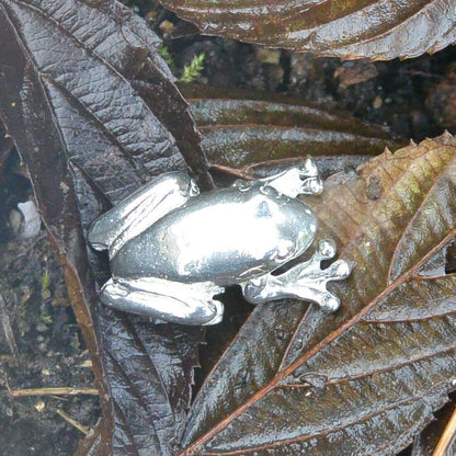 Frog Figurine, Lucky Frog, Miniature, Frog Totem, Handmade, in Fine Pewter, by William Sturt