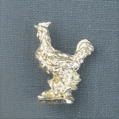 Cockerel Figurine, Cockerel Miniature, Rooster Sculpture, Handmade, in Fine Pewter, by William Sturt