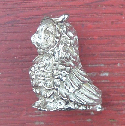 Owl Figurine, Miniature Owl, Owl Totem, Handmade, in Finest Pewter, by William Sturt