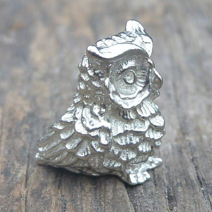 Owl Figurine, Miniature Owl, Owl Totem, Handmade, in Finest Pewter, by William Sturt