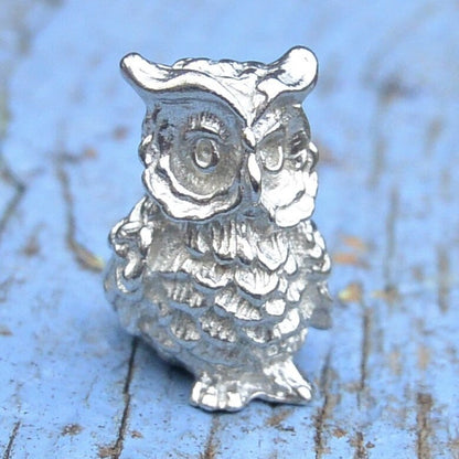 Owl Figurine, Miniature Owl, Owl Totem, Handmade, in Finest Pewter, by William Sturt