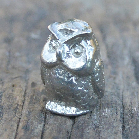 Owl Figurine, Miniature Owl, Owl Totem, Handmade, in Finest Pewter, by William Sturt