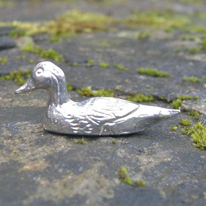 Duck Figurine, Duck Collectable, Duck Totem, Handmade, in Fine Pewter, by William Sturt