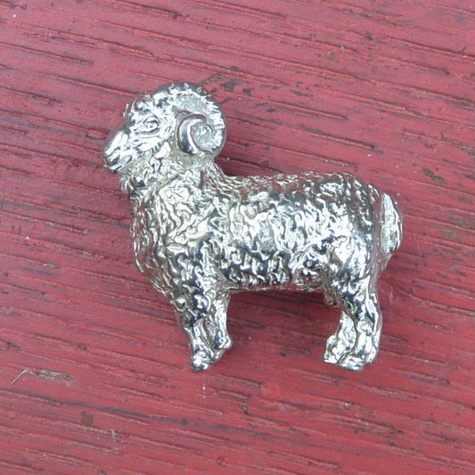 Sheep Figurine (Woolly Ram), Miniature Sheep, Handmade Pewter