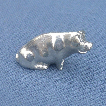 Pig Figurine, Sitting Pig, Collectible Pig, Handmade, in Fine Pewter, by William Sturt
