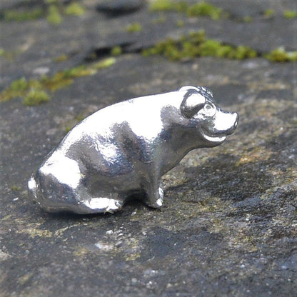 Pig Figurine, Sitting Pig, Collectible Pig, Handmade, in Fine Pewter, by William Sturt