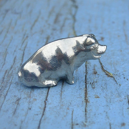Pig Figurine, Sitting Pig, Collectible Pig, Handmade, in Fine Pewter, by William Sturt