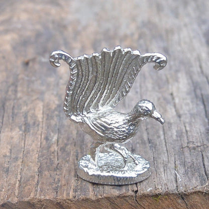 Lyre Bird Figurine, Lyre Bird Miniature, Lyre Bird lSculpture, Handmade, in Fine Pewter, by William Sturt