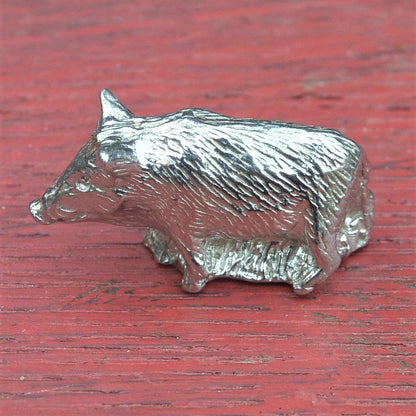 Wild Boar Figurine, Miniature Wild Boar, Wild Pig Totem, Hand Crafted, Handmade, in Fine Pewter, by William Sturt