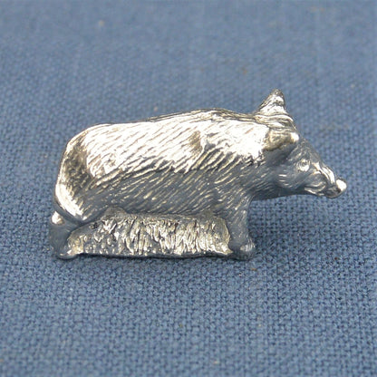 Wild Boar Figurine, Miniature Wild Boar, Wild Pig Totem, Hand Crafted, Handmade, in Fine Pewter, by William Sturt