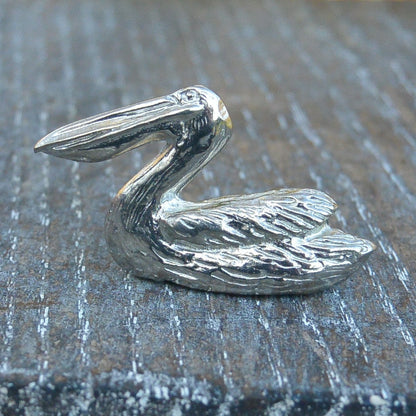 Tiny Pelican Figurine, Pelican Gift, Handmade, In Fine Pewter, by William Sturt