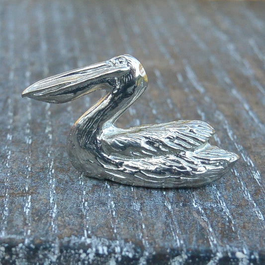 Tiny Pelican Figurine, Pelican Gift, Handmade, In Fine Pewter, by William Sturt