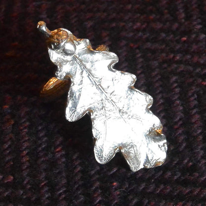 Oak Leaf Scarf Ring, Cast from a Real Leaf, Handcast Pewter, Polished Finish