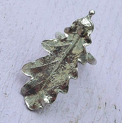 Oak Leaf Scarf Ring, Cast from a Real Leaf, Handcast Pewter, Polished Finish