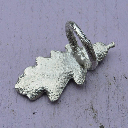 Oak Leaf Scarf Ring, Cast from a Real Leaf, Handcast Pewter, Polished Finish