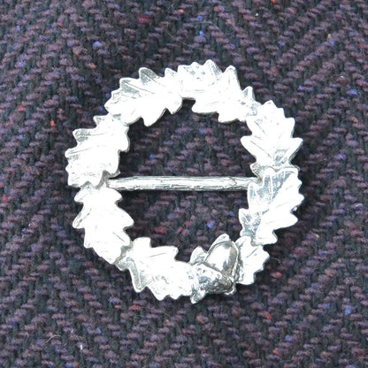 Oak Leaf & Acorn Scarf Ring (Wide), Handcast Pewter Circle, Polished Finish
