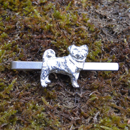 Pug Dog Tie Clip, Handcast Pewter Tie Clip, Polished Finish