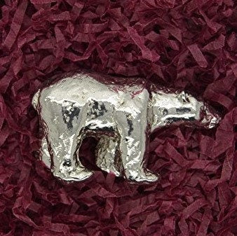 Polar Bear Figurine, Miniature Polar Bear, Handmade, in Fine Pewter, by William Sturt