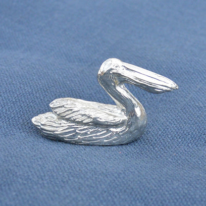 Tiny Pelican Figurine, Pelican Gift, Handmade, In Fine Pewter, by William Sturt