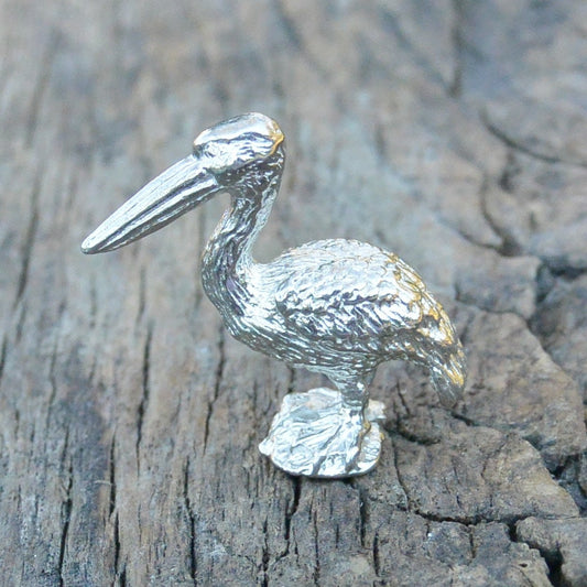 Tiny Pelican Figurine, Pelican Gift, Handmade, In Fine Pewter, by William Sturt