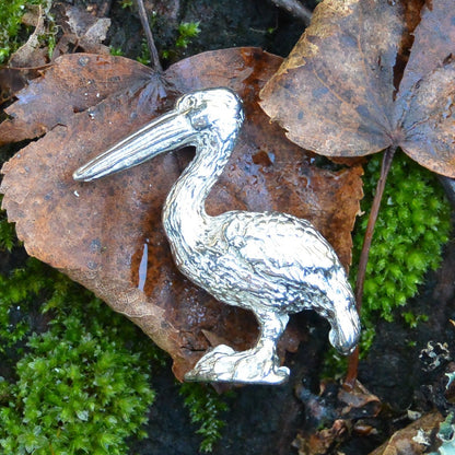 Tiny Pelican Figurine, Pelican Gift, Handmade, In Fine Pewter, by William Sturt