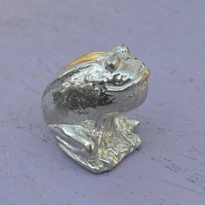 Frog Figurine, Lucky Frog, Miniature, Frog Totem, Handmade, in Fine Pewter, by William Sturt