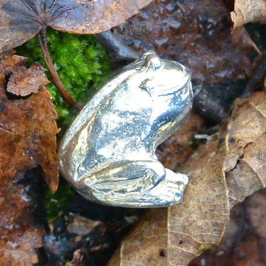 Frog Figurine, Lucky Frog, Miniature, Frog Totem, Handmade, in Fine Pewter, by William Sturt