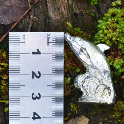 Dolphin Figurine, Lucky Dolphin, Miniature, Dolphin Totem, Handmade, in Fine Pewter, by William Sturt