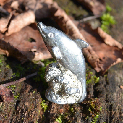 Dolphin Figurine, Lucky Dolphin, Miniature, Dolphin Totem, Handmade, in Fine Pewter, by William Sturt