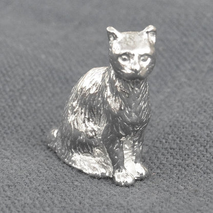 Cat Figurine, Miniature Cat, Handmade, in Fine Pewter, by William Sturt