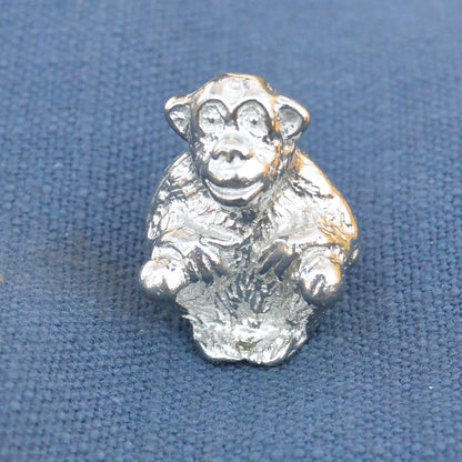 Monkey Figurine, Miniature Monkey, Monkey Sculpture, Handmade, in Fine Pewter, by William Sturt