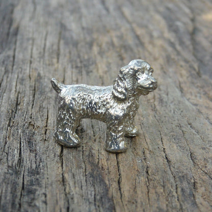 Spaniel Figurine, Miniature Spaniel, Handcast, in Fine Pewter, by William Sturt