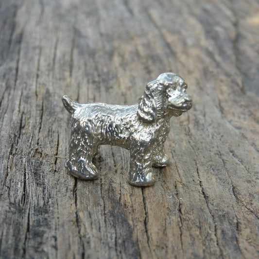 Spaniel Figurine, Miniature Spaniel, Handcast, in Fine Pewter, by William Sturt