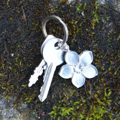 Forget Me Not Keyring, Flower Key Fob, Handmade, by William Sturt, in Fine Pewter