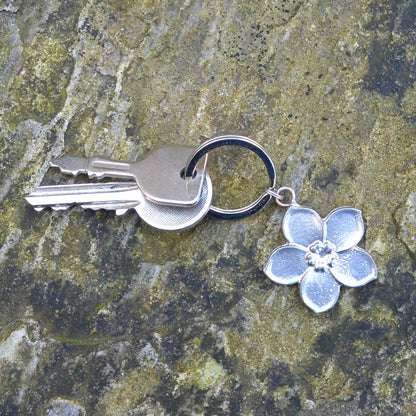 Forget Me Not Keyring, Flower Key Fob, Handmade, by William Sturt, in Fine Pewter