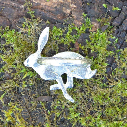 Running Hare Scarf Ring, Handcast Pewter, Polished Finish