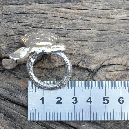 Hare Head Scarf Ring, Handcast Pewter, Polished Finish