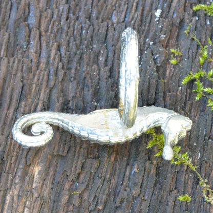 Seahorse Scarf Ring,Handcast Pewter, Polished Finish