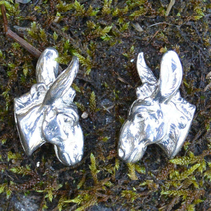 Donkey Head Cufflinks, Handcast Pewter Cufflinks, Polished Finish
