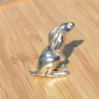 Moon Gazing Hare Figurine, Miniature Hare, Handmade, in Fine Pewter, by William Sturt