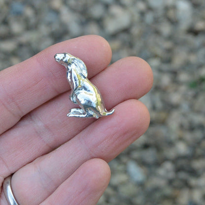 Moon Gazing Hare Figurine, Miniature Hare, Handmade, in Fine Pewter, by William Sturt