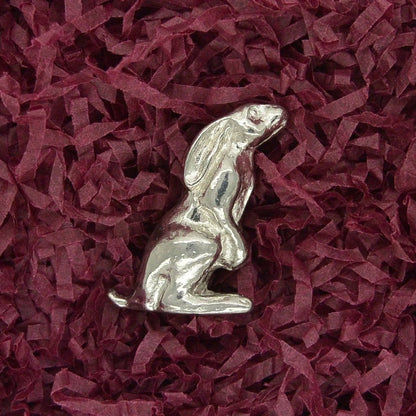 Moon Gazing Hare Figurine, Miniature Hare, Handmade, in Fine Pewter, by William Sturt