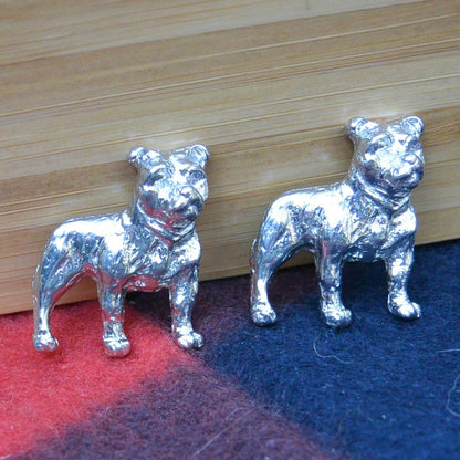 Bulldog Cufflinks, Handcast Pewter Cufflinks, Polished Finish