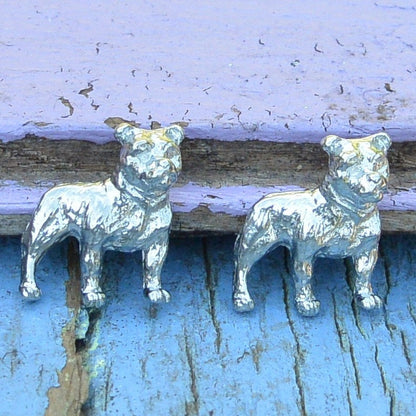 Bulldog Cufflinks, Handcast Pewter Cufflinks, Polished Finish